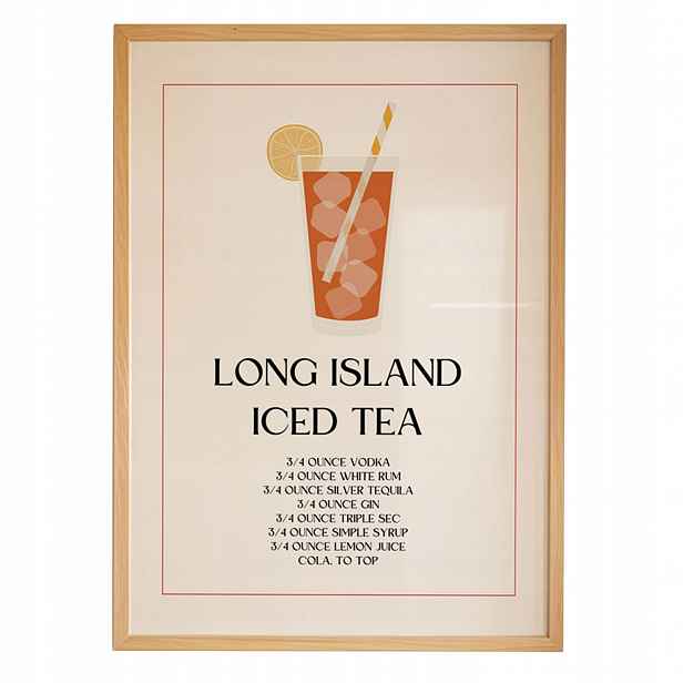 Plakát Long Island Iced Tea A3 Recept Drink Bar Rámeček Dřevěný 30x42 cm