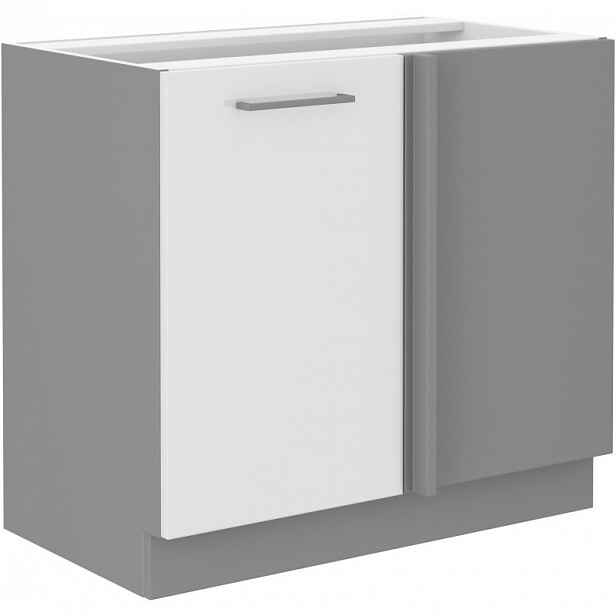 Prodloužená rohová skříňka ULLERIKE - šířka 105 cm, bílá / šedá