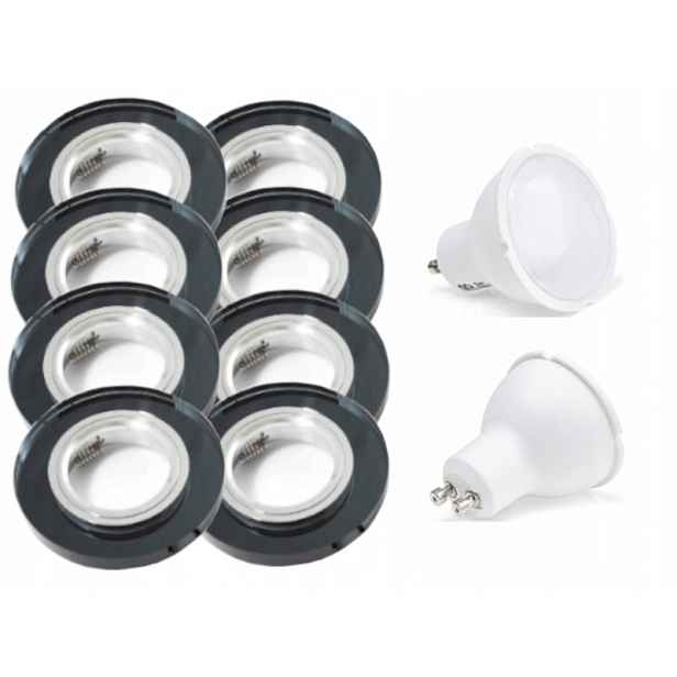 Skleněný stropní Led halogenový set 8x žárovky