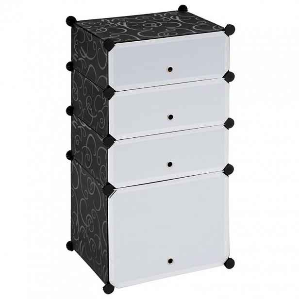 Divero Úsporný zásuvný botník - 91 x 48 x 37 cm, černo-bílý