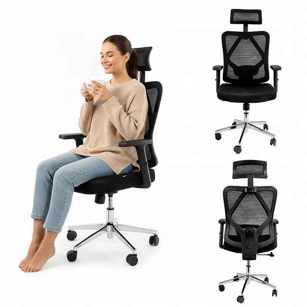 Kancelářská židle Furvero Otočná, ergonomická, nastavitelná, Eclipse