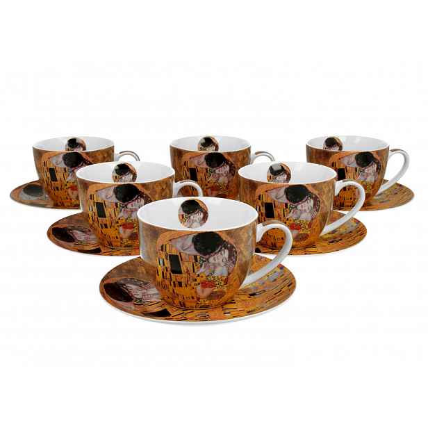 Sada 6 porcelánových šálků na kávu Klimt Kiss