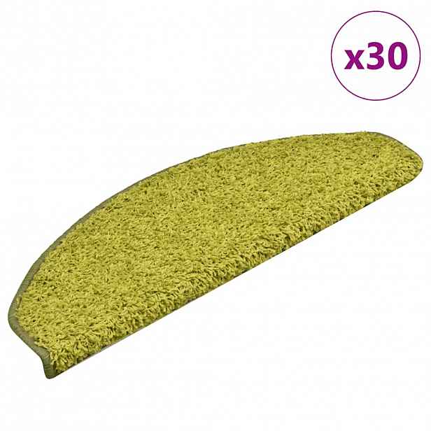vidaXL Schodové rohože 30 ks 65 x 21 x 4 cm zelené, půlkulaté, velké