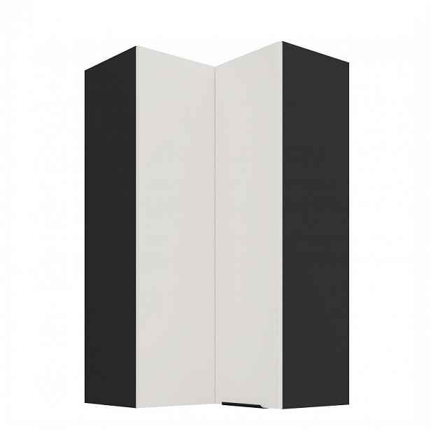Vysoká horní rohová skříňka LUNARA 2 - 60x60 cm, bílá / černá