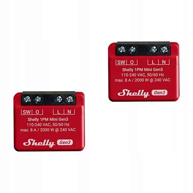 Sada 2 Relé Shelly 1PM Mini GEN3 Wi-fi Bt