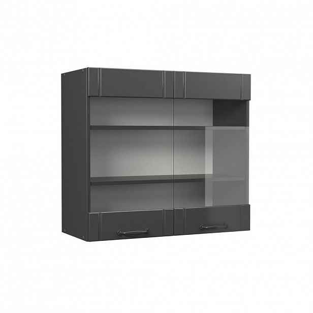 Vicco SKLENĚNÁ KUCHYŇSKÁ SKŘÍŇKA Fame-Line Tmavě šedá 80 cm