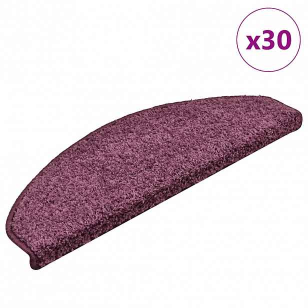 vidaXL Schodové rohože 30 ks 65 x 21 x 4 cm tmavě fialové, půlkulaté, velké