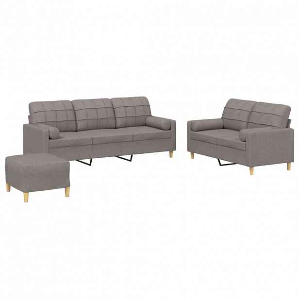 vidaXL 3dílná sedací souprava s polštáři taupe textil