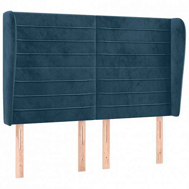 vidaXL Čelo postele typu ušák tmavě modrá 147x23x118/128 cm samet