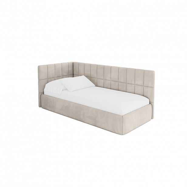 ALTDECOR JEDNOLŮŽKOVÁ POSTEL pro mládež s úložným prostorem, vpravo - TULY 90x200 béžová