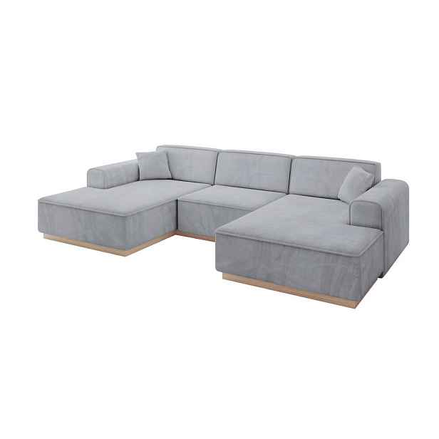 ALTDECOR SEDACÍ SOUPRAVA ve tvaru U IREA-U1 301x165x80 Šedá Velur