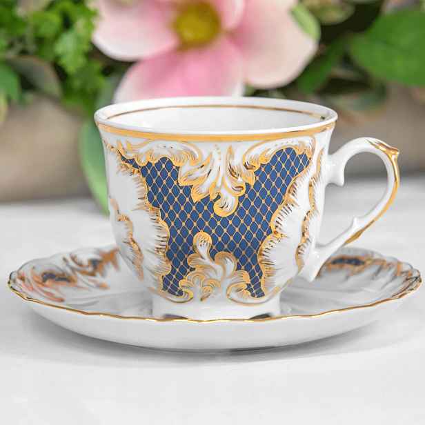 Ćmielów šálek Rococo Indigo 250 ml – sběratelský, pozlacená