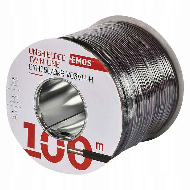 Emos Dvojlinka 2×1,5 mm² černo-rudá 100 m