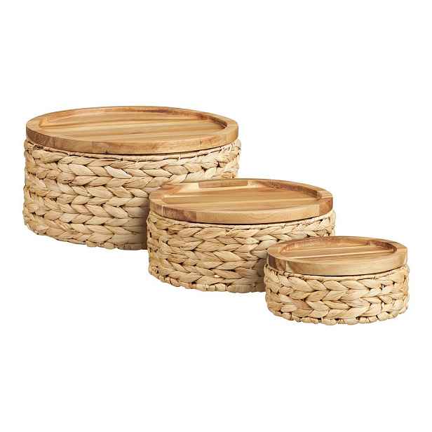 Košíky v sadě 3 ks z vodního hyacintu ø 30x15 cm Botofte – House Nordic