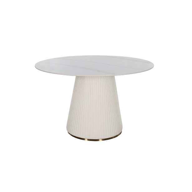 LivinHill Jídelní stůl Modig 120 cm eko kůže ecru/mramor