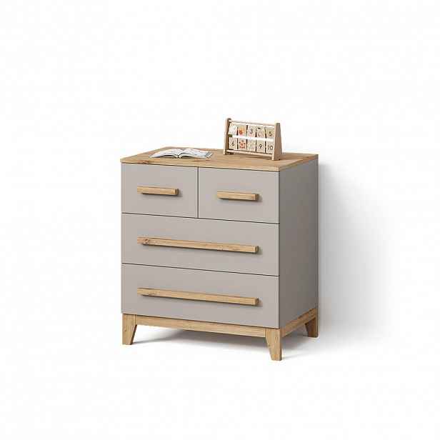 Livinity® KOMODA Mailo Kašmír/Řemeselné 80 x 88 cm se 4 zásuvkami