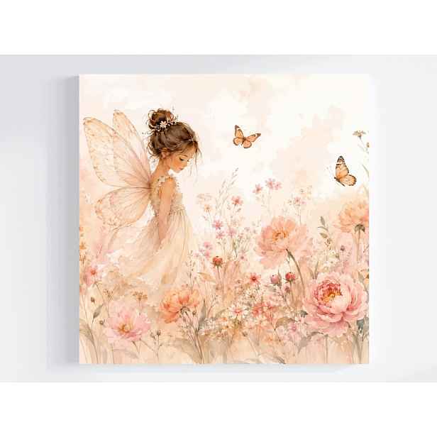 Obraz Na Plátně Canvas Zahrada Květiny Víla Motýli Pohádka Kouzla 60x60