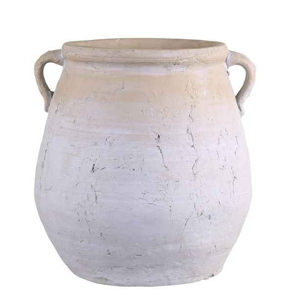Šedo-béžová antik váza s oušky French Unique L - 34*33*35 cm Chic Antique
