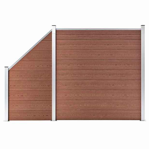 vidaXL Plotová sada z WPC 1 čtvercový + 1 šikmý díl 273 x 186 cm hnědá