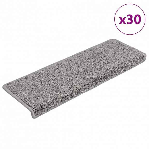 vidaXL Schodové rohože 30 ks 65 x 21 x 4 cm šedé s obdélníkovým okrajem