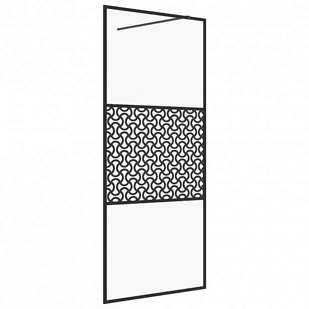 vidaXL Zástěna do průchozí sprchy čiré ESG sklo 100 x 195 cm černá