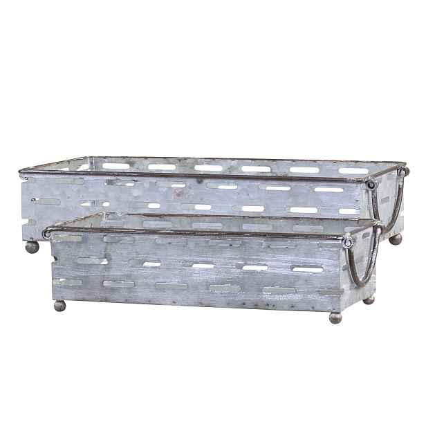 2ks plechový antik podnos Old French - 34*17*8 cm Chic Antique