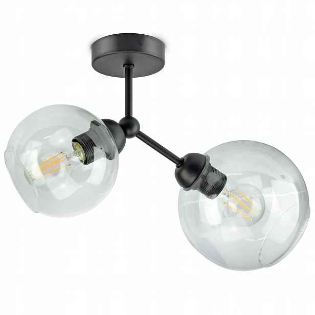Lampa Lustr Dvě různé skleněné koule Transparentní