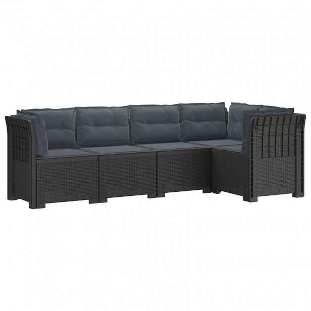 vidaXL 5-místné Zahradní Sofa s Polštáři ve Vzhledu Ratan PP