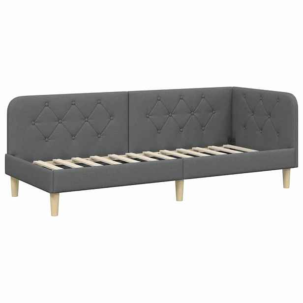 vidaXL Rohový rám postele Tmavě šedá 80 x 200 cm textil