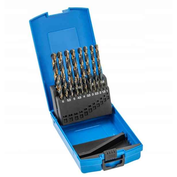 Hogert HT6D900 Sada Válcových Vrtáků Hss Do Kovu 19dílná 1-10 mm