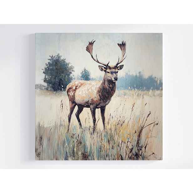Obraz Na Plátně Canvas Portrét Jelen Louka Skandinávský Les Styl 50x50