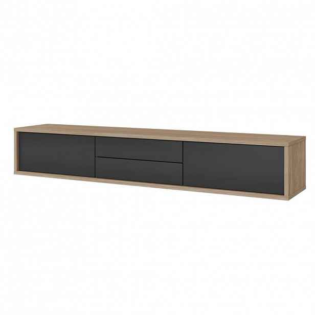 Selsey TV stolek Moddern dub / antracitový se zásuvkami 180/32/36 cm