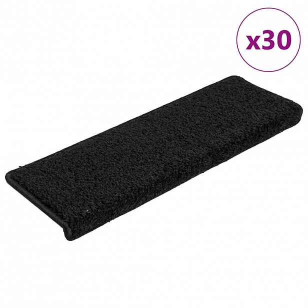 vidaXL Schodové rohože 30 ks 65 x 21 x 4 cm černé s obdélníkovým okrajem