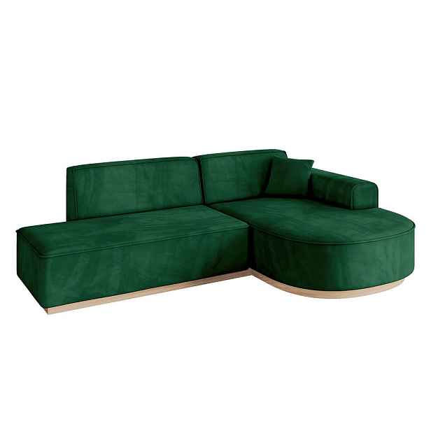 ALTDECOR ROHOVÁ SEDAČKA s otomanem, pravá ARRIO-L1 243x171x83 Zelená Velur
