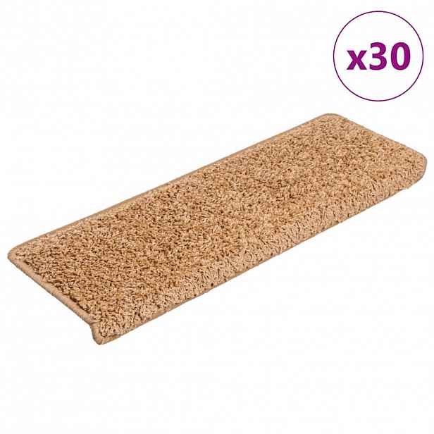 vidaXL Schodové rohože 30 ks 65 x 21 x 4 cm béžové s obdélníkovým okrajem