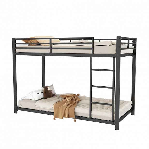 CHICFURN PATROVÁ POSTEL 90/200 cm v černé barvě z kovu