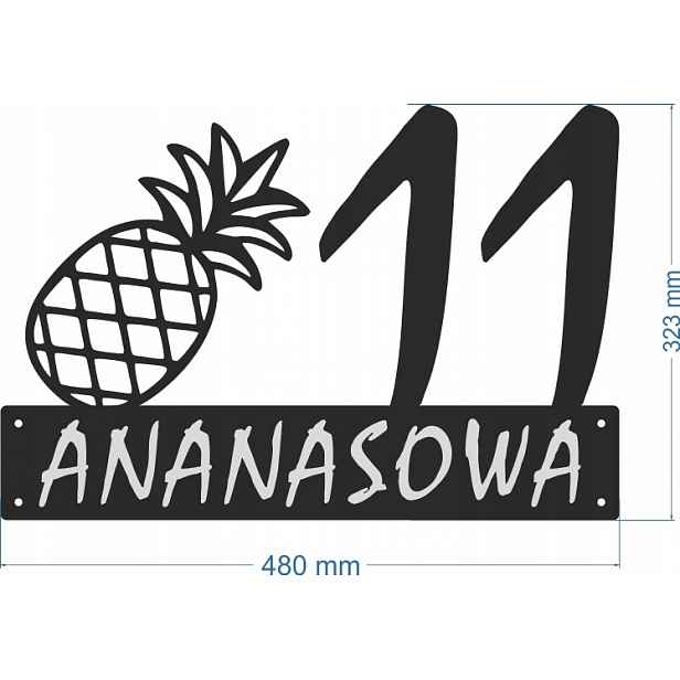 Číslo Na Dům 80 cm Tabule Adresa Ocel 2 mm Ananasová ul.