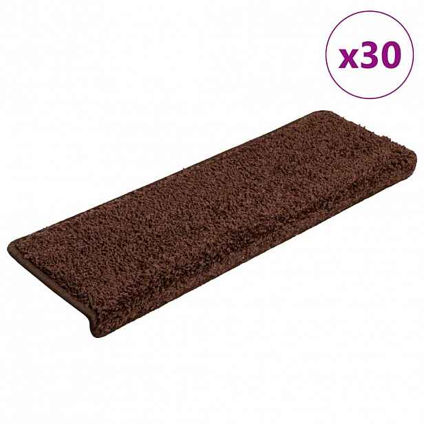 vidaXL Schodové rohože 30 ks 65 x 21 x 4 cm hnědé s obdélníkovým okrajem