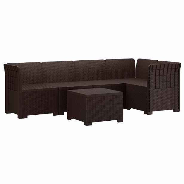 vidaXL 5-místné Zahradní Sofa ve Vzhledu Ratan PP Hnědá