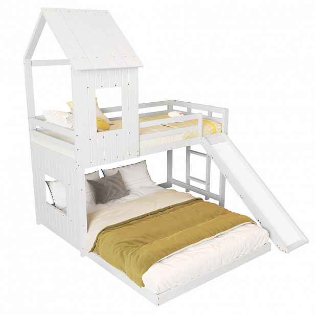 CHICFURN PATROVÁ POSTEL 90/200 cm & 140/200 cm v bílé barvě se skluzavkou