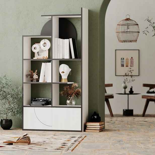 Moderní knihovna Houseland Half bílá/antracitově šedá