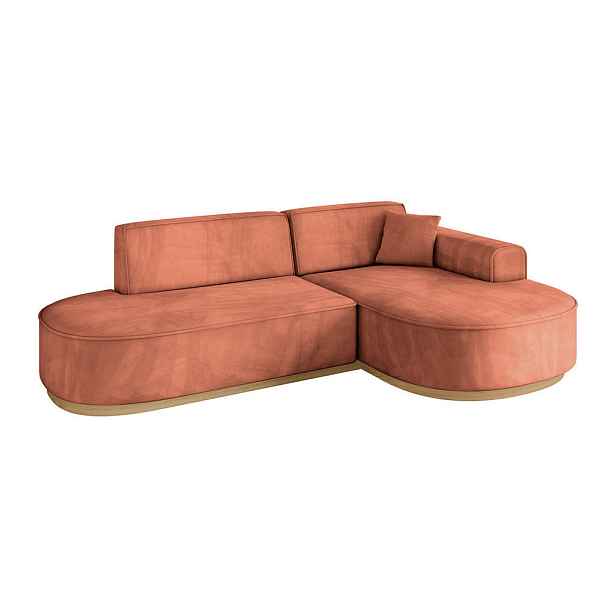 ALTDECOR ROHOVÁ SEDAČKA s otomanem, pravá MARI-L1-v2 243x171x83 Meruňková Velur