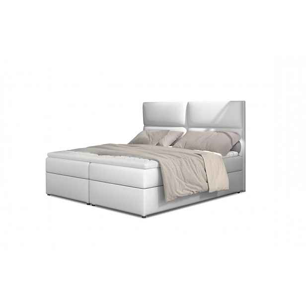 Boxspring PILANSI 07 160x200, bílá ekokůže