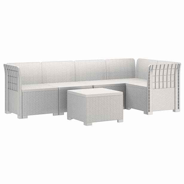 vidaXL 5-místné Zahradní Sofa ve Vzhledu Ratan PP Bílá
