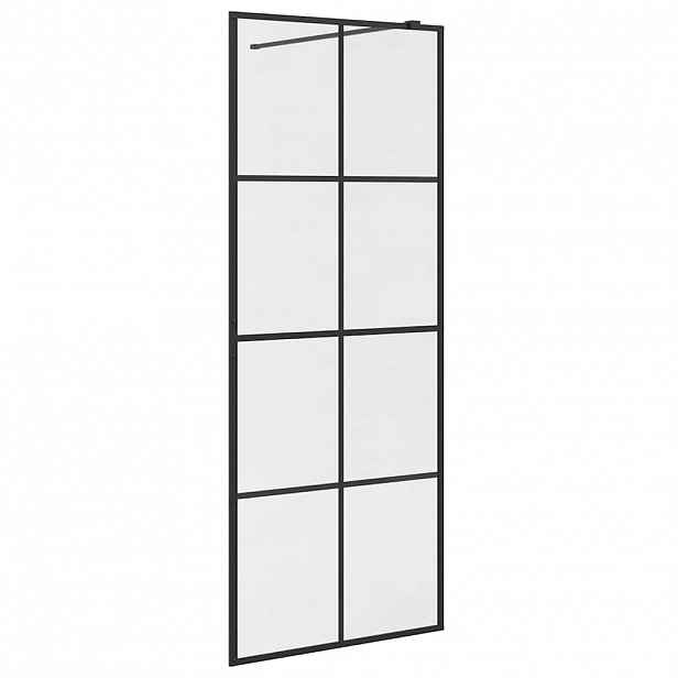 vidaXL Zástěna do průchozí sprchy čiré ESG sklo 80 x 195 cm černá