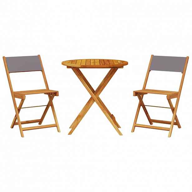 vidaXL 3dílný bistro set antracitový textil a masivní dřevo