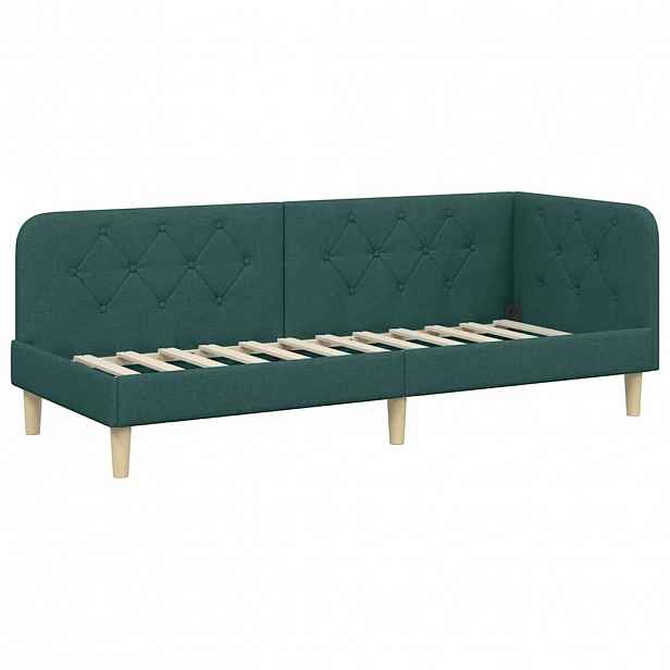 vidaXL Rohový rám postele Tmavě zelená 80 x 200 cm textil