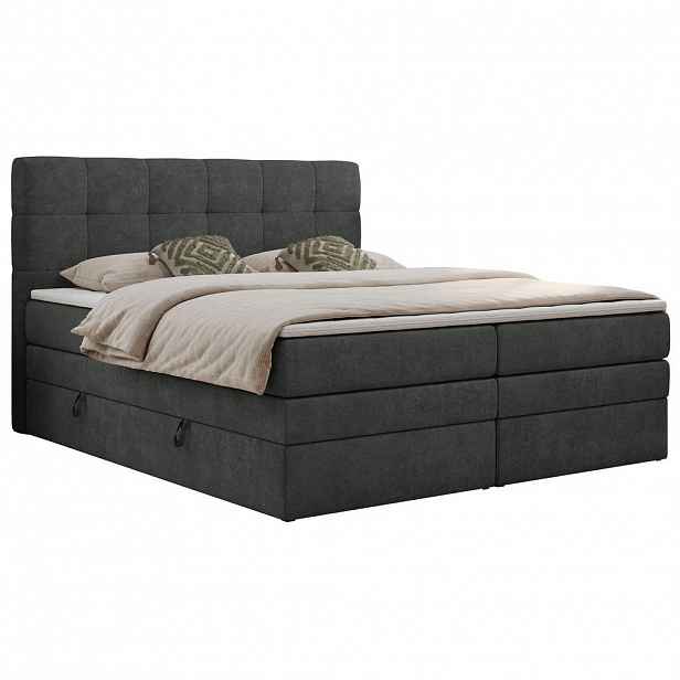 MKS POSTEL BOXSPRING LUKA KING 120/200 - Šedá Strukturovaná látka - H3