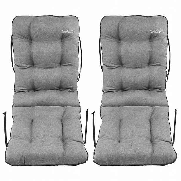 Polštář na židli 48x48x75 šedý len set 2ks
