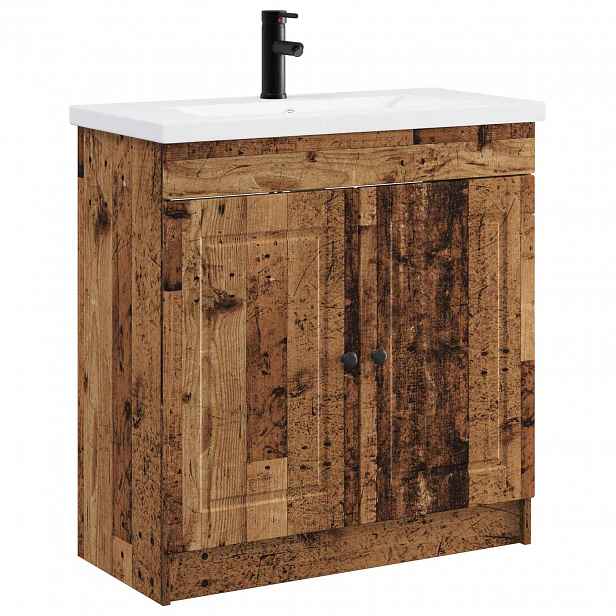 vidaXL Sada koupelnového nábytku Staré dřevo 56 x 37,5 x 81 cm